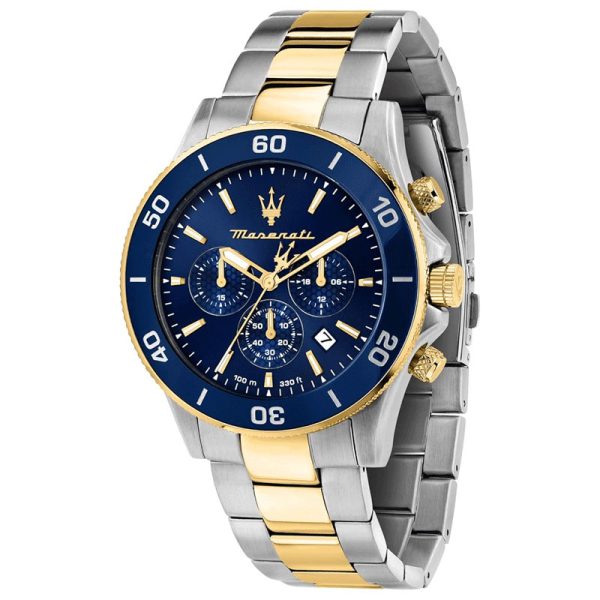 Maserati Men’s Quartz Two Tone Stainless Steel Blue Dial 43mm Watch R8873600006