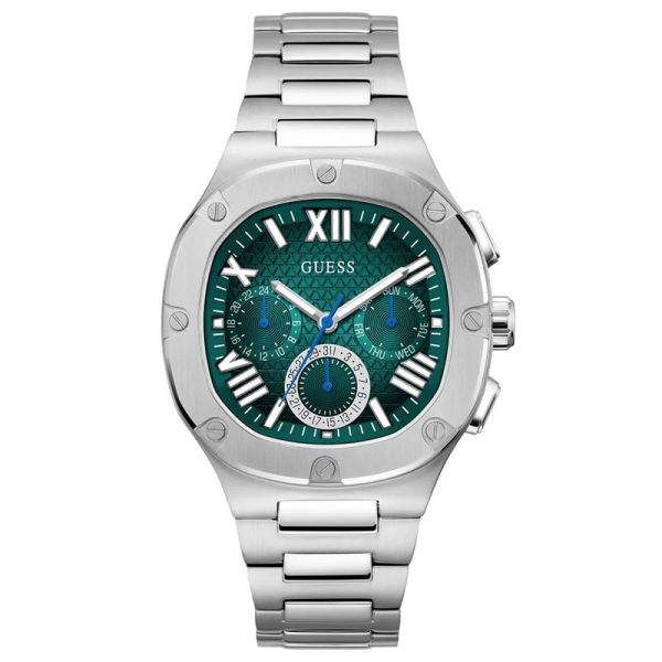 Guess Men’s Quartz Silver Stainless Steel Green Dial 42mm Watch GW0572G6