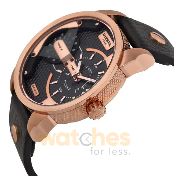 Diesel Men’s Quartz Black Leather Strap Black Dial 54mm Dual Time Watch DZ7317 - Image 2