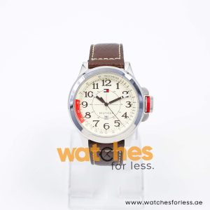 Tommy Hilfiger Men’s Quartz Brown Leather Strap Light Lemon Dial 45mm Watch 1790844 UAE DUBAI AJMAN SHARJAH ABU DHABI RAS AL KHAIMA UMM UL QUWAIN ALAIN FUJAIRAH