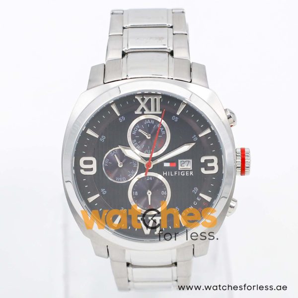 Tommy Hilfiger Men’s Quartz Silver Stainless Steel Black Dial 44mm Watch 1790981