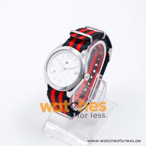 Tommy Hilfiger Women’s Quartz Black & Red Nylon Strap White Dial 40mm Watch 2173141408