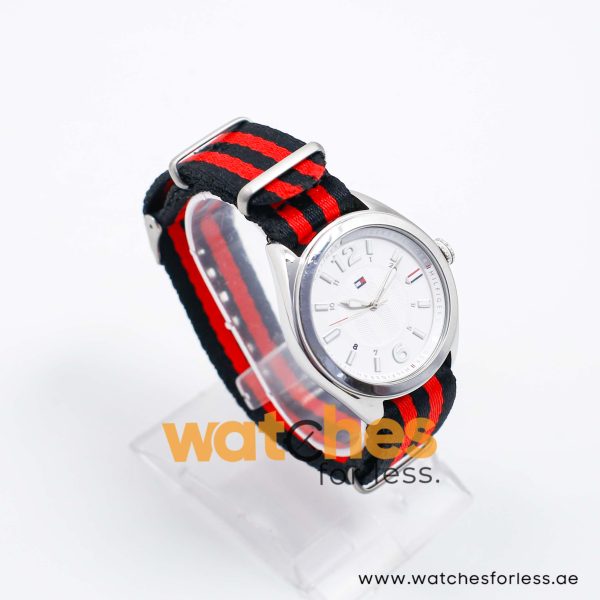 Tommy Hilfiger Women’s Quartz Black & Red Nylon Strap White Dial 40mm Watch 2173141408