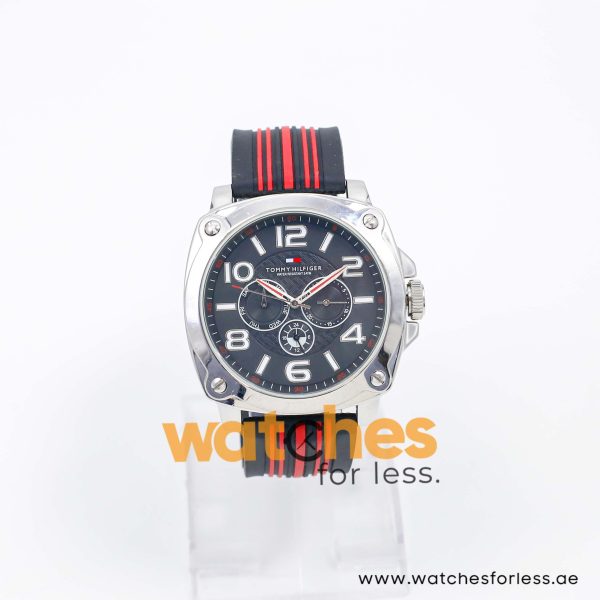 Tommy Hilfiger Men’s Quartz Black & Red Silicone Strap Black Dial 46mm Watch 1790666