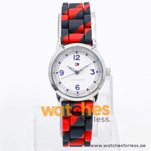 Tommy Hilfiger Women’s Quartz Black & Red Silicone Strap White Dial 29mm Watch 1781049 UAE DUBAI AJMAN SHARJAH ABU DHABI RAS AL KHAIMA UMM UL QUWAIN ALAIN FUJAIRAH