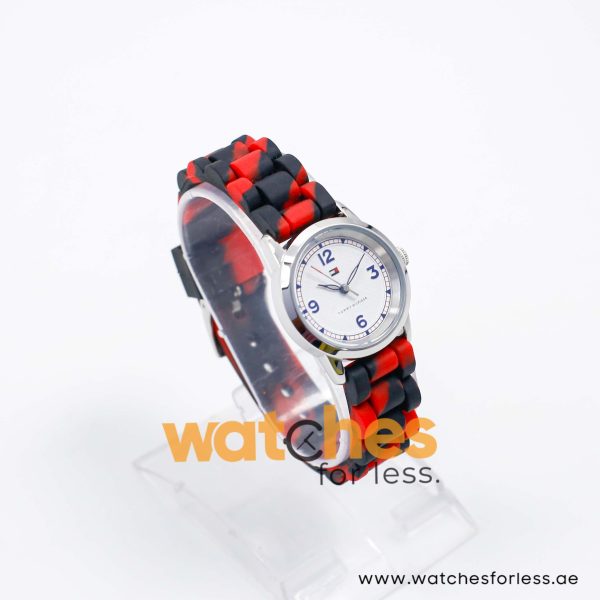 Tommy Hilfiger Women’s Quartz Black & Red Silicone Strap White Dial 29mm Watch 1781049