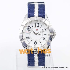 Tommy Hilfiger Women’s Quartz Navy Blue & White Nylon Strap Mother Of Pearl Dial 40mm Watch TH1323141004 UAE DUBAI AJMAN SHARJAH ABU DHABI RAS AL KHAIMA UMM UL QUWAIN ALAIN FUJAIRAH