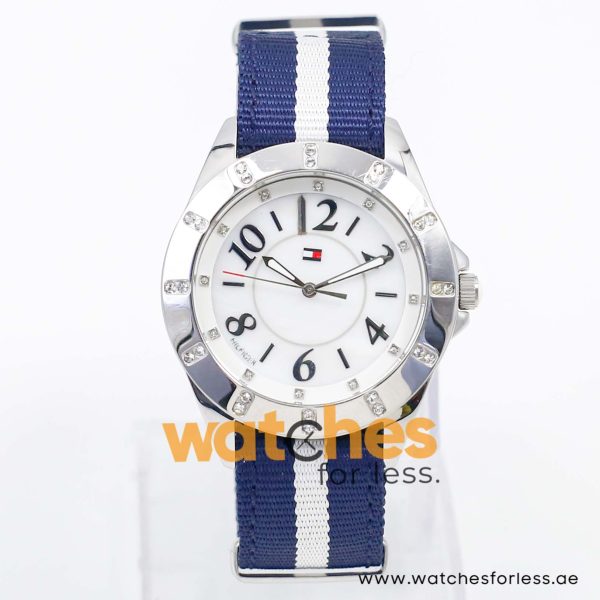 Tommy Hilfiger Women’s Quartz Navy Blue & White Nylon Strap Mother Of Pearl Dial 40mm Watch TH1323141004