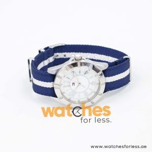 Tommy Hilfiger Women’s Quartz Navy Blue & White Nylon Strap Mother Of Pearl Dial 40mm Watch TH1323141004