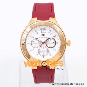 Tommy Hilfiger Women’s Quartz Maroon Silicone Strap White Dial 40mm Watch 1781331 UAE DUBAI AJMAN SHARJAH ABU DHABI RAS AL KHAIMA UMM UL QUWAIN ALAIN FUJAIRAH