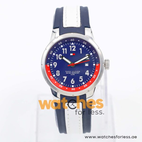 Tommy Hilfiger Women’s Quartz Blue Silicone & White Leather Strap Blue Dial 34mm Watch 1780653