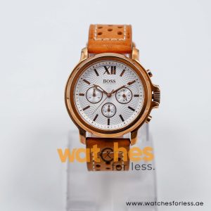 Hugo Boss Men’s Quartz Camel Brown Leather Strap White Dial 43mm Watch 1502214/2 UAE DUBAI AJMAN SHARJAH ABU DHABI RAS AL KHAIMA UMM UL QUWAIN ALAIN FUJAIRAH