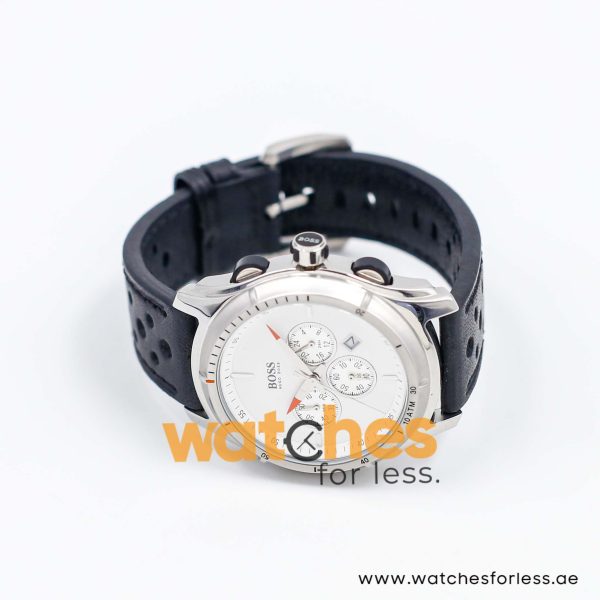 Hugo Boss Men’s Quartz Black Leather Strap White Dial 44mm Watch 1512153/5 UAE DUBAI AJMAN SHARJAH ABU DHABI RAS AL KHAIMA UMM UL QUWAIN ALAIN FUJAIRAH