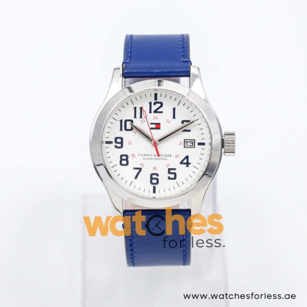 Tommy Hilfiger Men’s Quartz Navy Blue Leather Strap White Dial 40mm Watch 1790632