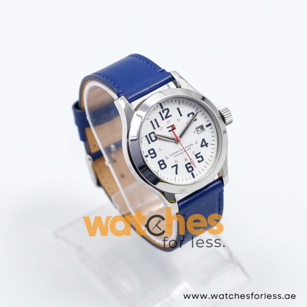 Tommy Hilfiger Men’s Quartz Navy Blue Leather Strap White Dial 40mm Watch 1790632