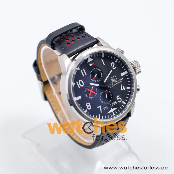 Tommy Hilfiger Men’s Quartz Black Leather Strap Black Dial 46mm Watch 1710271 UAE DUBAI AJMAN SHARJAH ABU DHABI RAS AL KHAIMA UMM UL QUWAIN ALAIN FUJAIRAH