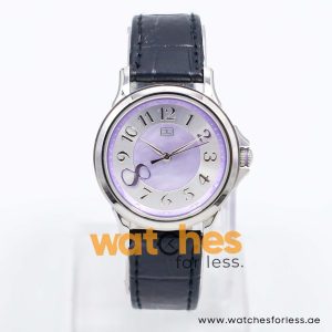 Tommy Hilfiger Women’s Quartz Black Leather Strap Purple & Silver Dial 36mm Watch 1780963