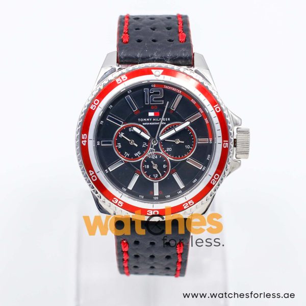 Tommy Hilfiger Men’s Quartz Black Leather Strap Black Dial 45mm Watch 1790662 UAE DUBAI AJMAN SHARJAH ABU DHABI RAS AL KHAIMA UMM UL QUWAIN ALAIN FUJAIRAH