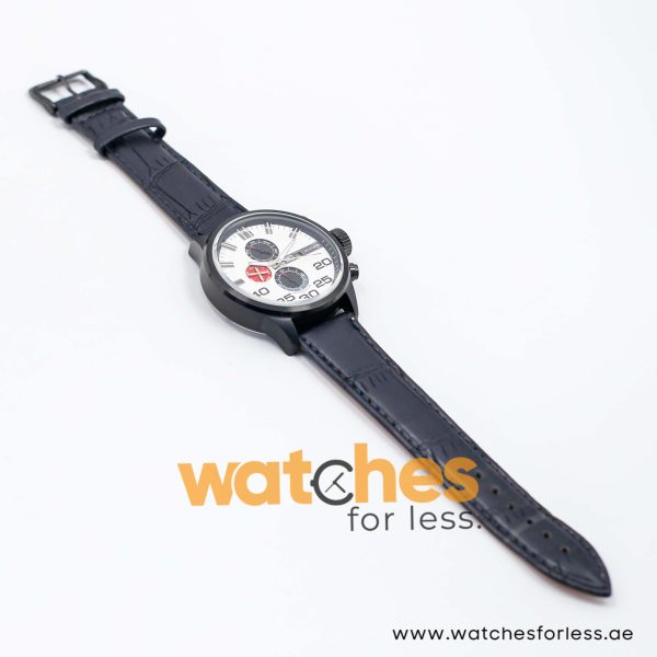 Tommy Hilfiger Men’s Quartz Black Leather Strap White Dial 46mm Watch 1790787