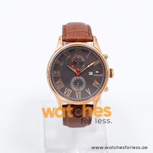 Tommy Hilfiger Men’s Quartz Brown Leather Strap Grey Dial 44mm Watch 1790738 UAE DUBAI AJMAN SHARJAH ABU DHABI RAS AL KHAIMA UMM UL QUWAIN ALAIN FUJAIRAH