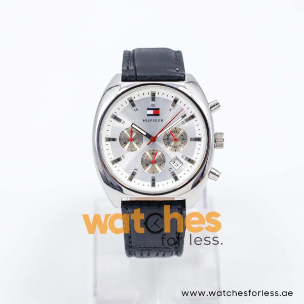 Tommy Hilfiger Men’s Quartz Black Leather Strap Silver Dial 43mm Watch 1790301