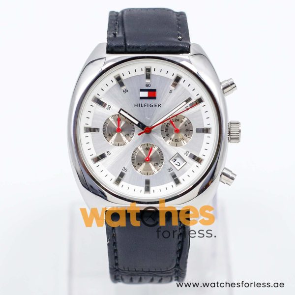 Tommy Hilfiger Men’s Quartz Black Leather Strap Silver Dial 43mm Watch 1790301