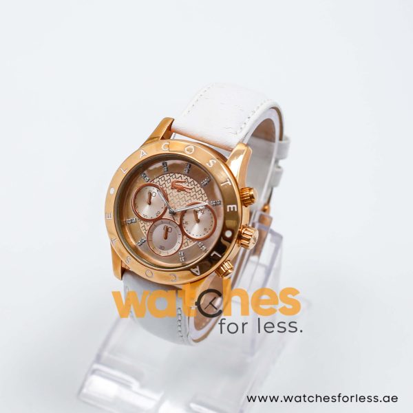 Lacoste Women’s Quartz White Leather Strap Rose Gold Dial 40mm Watch 2000831/1 UAE DUBAI AJMAN SHARJAH ABU DHABI RAS AL KHAIMA UMM UL QUWAIN ALAIN FUJAIRAH