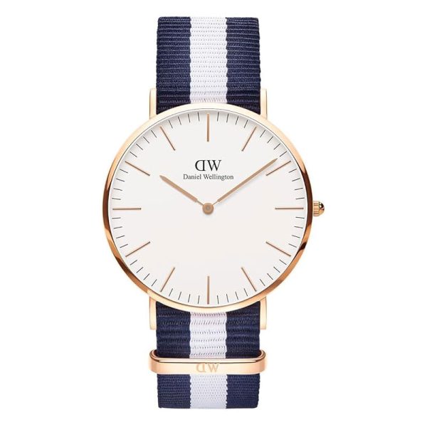 Daniel Wellington Men’s Quartz Blue & White Nylon Strap White Dial 40mm Watch 0104DW UAE DUBAI AJMAN SHARJAH ABU DHABI RAS AL KHAIMA UMM UL QUWAIN ALAIN FUJAIRAH