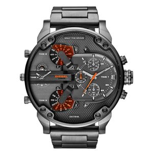 Diesel Men’s Quartz Grey Stainless Steel Grey Dial 57mm (Four Time zone) Watch DZ7315