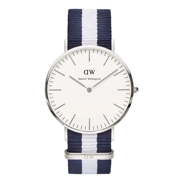 Daniel Wellington Men’s Quartz Blue & White Nylon Strap White Dial 40mm Watch 0204DW UAE DUBAI AJMAN SHARJAH ABU DHABI RAS AL KHAIMA UMM UL QUWAIN ALAIN FUJAIRAH