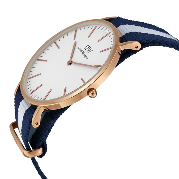 Daniel Wellington Men’s Quartz Blue & White Nylon Strap White Dial 40mm Watch 0104DW UAE DUBAI AJMAN SHARJAH ABU DHABI RAS AL KHAIMA UMM UL QUWAIN ALAIN FUJAIRAH