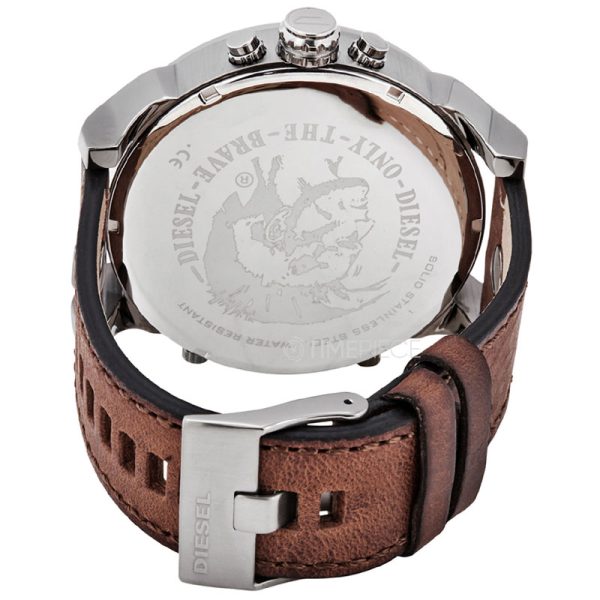 Diesel Men’s Quartz Brown Leather Strap Grey Dial 57mm (Four Time zone) Watch DZ7413