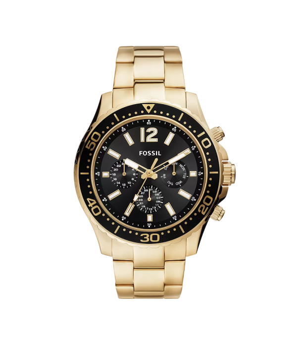 Fossil Men’s Quartz Gold Stainless Steel Black Dial 48mm Watch BQ2599 UAE DUBAI AJMAN SHARJAH ABU DHABI RAS AL KHAIMA UMM UL QUWAIN ALAIN FUJAIRAH