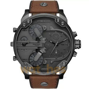 Diesel Men’s Quartz Brown Leather Strap Grey Dial 57mm (Four Time zone) Watch DZ7413 UAE DUBAI AJMAN SHARJAH ABU DHABI RAS AL KHAIMA UMM UL QUWAIN ALAIN FUJAIRAH