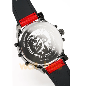 Alternative view of Diesel Men’s Quartz Red Nylon & Silicone Strap Grey Dial 57mm (Four Time zone) Watch DZ7423