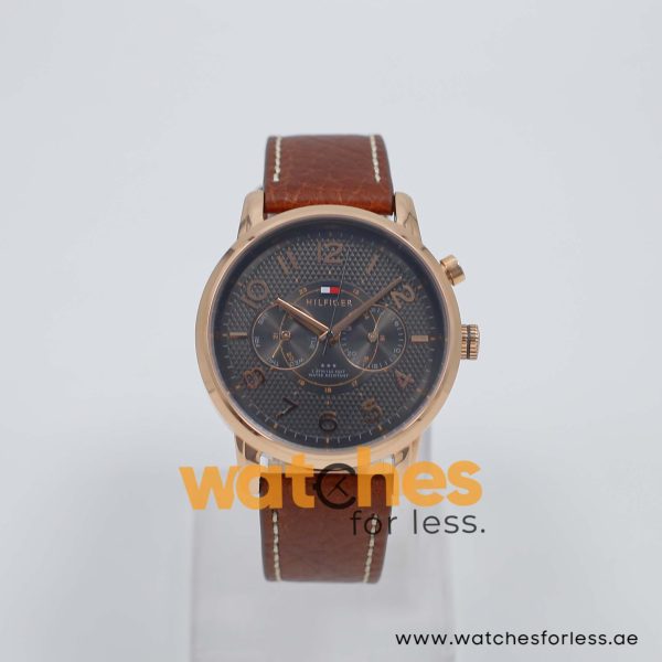 Tommy Hilfiger Men’s Quartz Brown Leather Strap Grey Dial 44mm Watch 1791084 UAE DUBAI AJMAN SHARJAH ABU DHABI RAS AL KHAIMA UMM UL QUWAIN ALAIN FUJAIRAH