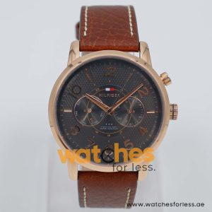 Tommy Hilfiger Men’s Quartz Brown Leather Strap Grey Dial 44mm Watch 1791084 UAE DUBAI AJMAN SHARJAH ABU DHABI RAS AL KHAIMA UMM UL QUWAIN ALAIN FUJAIRAH