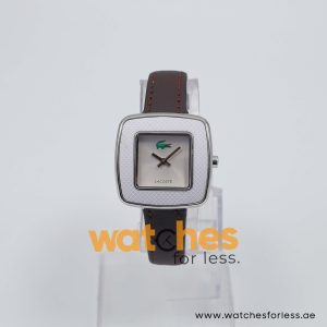 Lacoste Women’s Quartz Dark Brown Leather Strap Silver Sunray Dial 32mm Watch 2000638/1 UAE DUBAI AJMAN SHARJAH ABU DHABI RAS AL KHAIMA UMM UL QUWAIN ALAIN FUJAIRAH