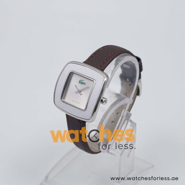 Lacoste Women’s Quartz Dark Brown Leather Strap Silver Sunray Dial 32mm Watch 2000638/1 UAE DUBAI AJMAN SHARJAH ABU DHABI RAS AL KHAIMA UMM UL QUWAIN ALAIN FUJAIRAH