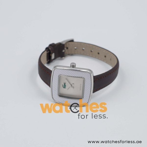 Lacoste Women’s Quartz Dark Brown Leather Strap Silver Sunray Dial 32mm Watch 2000638/1 UAE DUBAI AJMAN SHARJAH ABU DHABI RAS AL KHAIMA UMM UL QUWAIN ALAIN FUJAIRAH