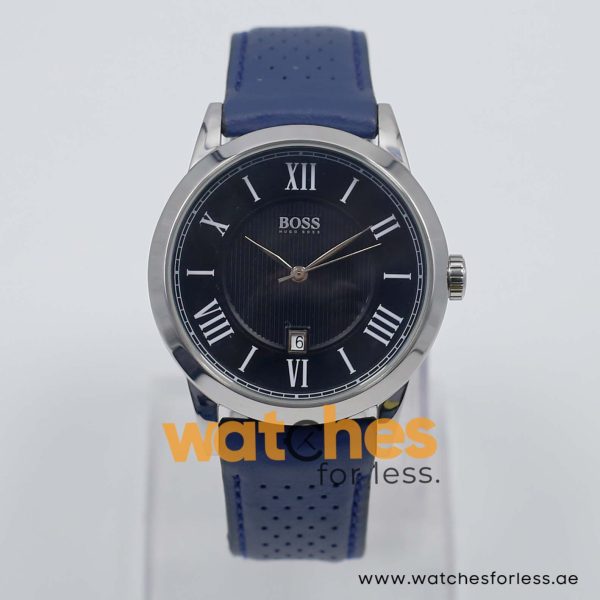 Hugo Boss Men’s Quartz Blue Leather Strap Black Dial 42mm Watch 1513814/B UAE DUBAI AJMAN SHARJAH ABU DHABI RAS AL KHAIMA UMM UL QUWAIN ALAIN FUJAIRAH