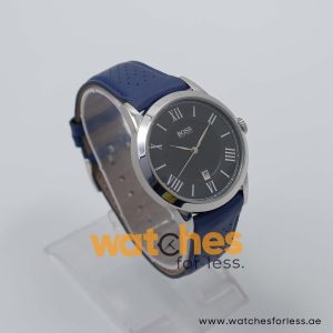 Hugo Boss Men’s Quartz Blue Leather Strap Black Dial 42mm Watch 1513814/B