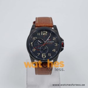 Tommy Hilfiger Men’s Quartz Brown Leather Strap Black Dial 46mm Watch 1791005/1 UAE DUBAI AJMAN SHARJAH ABU DHABI RAS AL KHAIMA UMM UL QUWAIN ALAIN FUJAIRAH