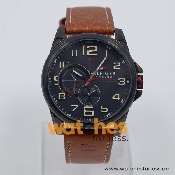 Tommy Hilfiger Men’s Quartz Brown Leather Strap Black Dial 46mm Watch 1791005/1 UAE DUBAI AJMAN SHARJAH ABU DHABI RAS AL KHAIMA UMM UL QUWAIN ALAIN FUJAIRAH