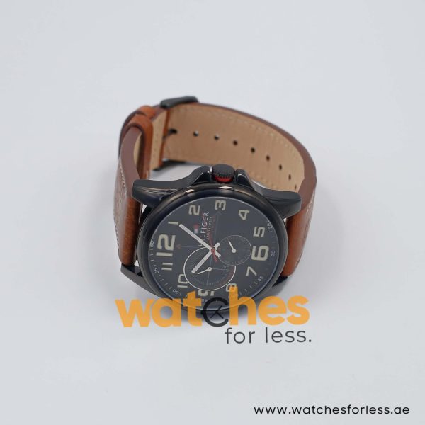 Tommy Hilfiger Men’s Quartz Brown Leather Strap Black Dial 46mm Watch 1791005/1 UAE DUBAI AJMAN SHARJAH ABU DHABI RAS AL KHAIMA UMM UL QUWAIN ALAIN FUJAIRAH