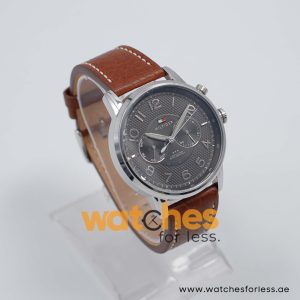 Tommy Hilfiger Men’s Quartz Brown Leather Strap Grey Dial 44mm Watch 1791083