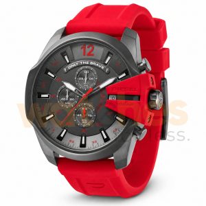 Diesel Men’s Quartz Red Silicone Strap Black Dial 51mm Watch DZ4427