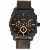 Fossil Men’s Quartz Dark Brown Leather Strap Black Dial 42mm Watch FS5251 (Without Tag)