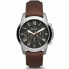 Fossil Men’s Quartz Chronograph Brown Leather Strap Black Dial 44mm Watch FS4813 (Without Tag)