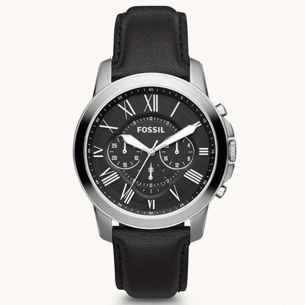 Fossil Men’s Quartz Black Leather Strap Black Dial 44mm Watch FS4812 (Without Tag)